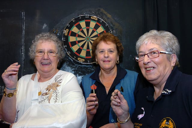 The Ladies' Thursday Darts Charity League held the second of it finals nights  in 2008 at York Bar WMC. Our picture shows, from left, Cynthia Bunting, Alma Wallace and Ann Parkin-Coates. Cynthia played Alma in the singles final and Ann in the over 60s singles final.