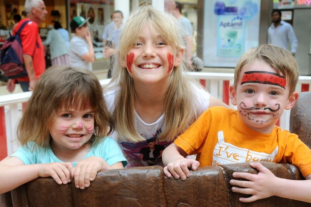 Jessica Fielding, Rebecca Griffiths and Riley Bayles were pictured enjoying the Pirate themed beach in The Bridges seven years ago.