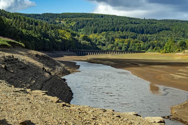 Low water levels at Ladybower Reservoir in the Peak District near Sheffield, as Yorkshire Water's hosepipe ban remains in place. Picture: Tony Johnson