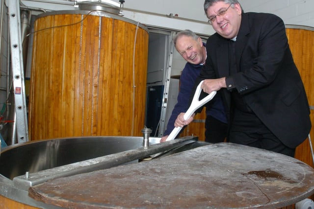 The Very Reverend Peter Bradley helped to mash Kelham Island Brewery's latest brew 'Dean's Deliverance' . Our picture shows him with brewery owner Dave Wickett in 2007
