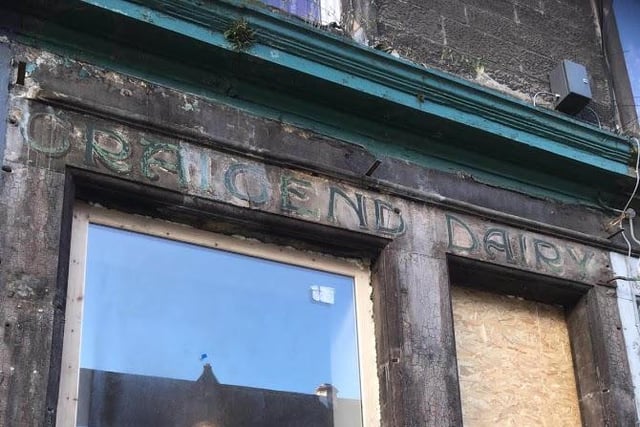 The old Craigend Dairy sign, uncovered during the refurbishment of a former key cutters in Easter Road.