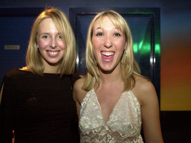 Karen Sinden, 21, of Bootham Crescent, Stainforth, left, and pal Sarah Haselden, 24, of Bawtry, wait for Aussie star Jason Donovan's autograph after his stage appearence at Karisma in 2002
