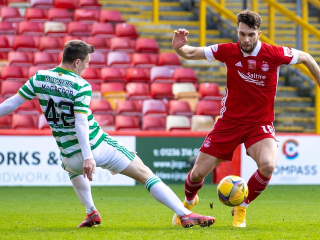 Replaced the injured McGeough in the first half. Struggled to get forward until winning the penalty which rescued a point for Aberdeen in injury-time with a neat turn drawing a foul from McGregor.