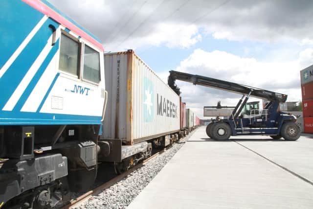 The first train was from Maersk. Containers were unloaded and reloaded before it set off back to Felixstowe.