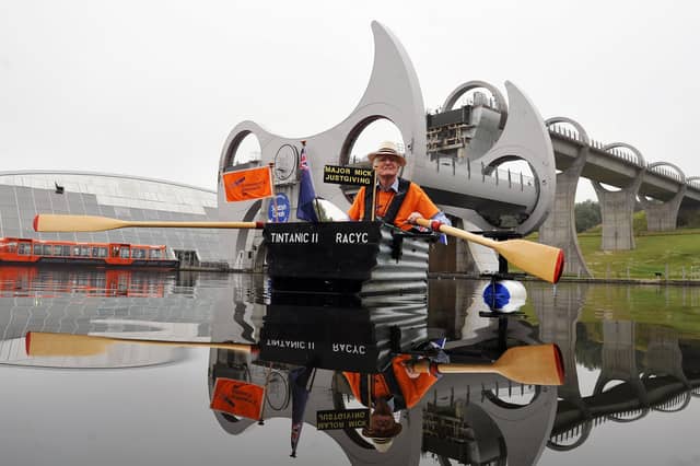 August 2021 Major Mick’s “Tintanic II” sails into Scotland for Alzheimer’s Research UK.