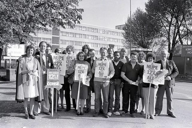 Hospital staff protested about wages in 1982 - do you recognise anyone taking part in the protest?