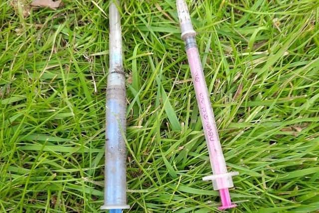 Syringes were found dumped in a Sheffield communal garden where children play.