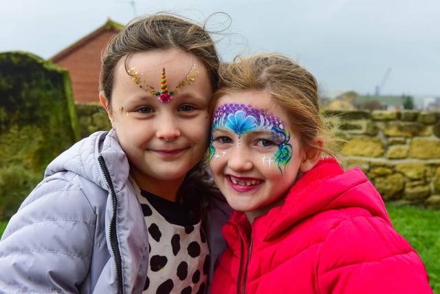 Constance Bell (left) and Georgie Gough with their faces painted at the Hartlepool Wintertide Festival, 2 years ago.