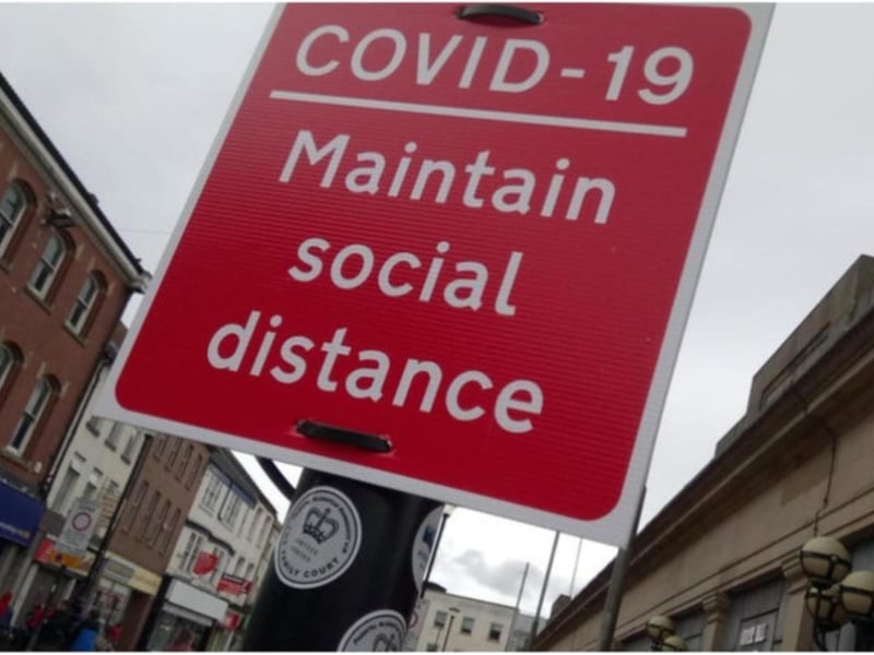 Social distancing was introduced, with people urged to stay 2m away from others.