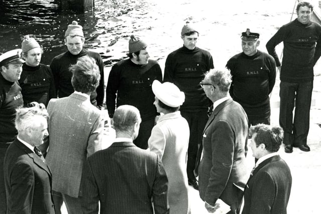 Queen Elizabeth II is pictured inspecting the crew of the Lifeboat "The Scout" in 1977. Does this bring back memories?