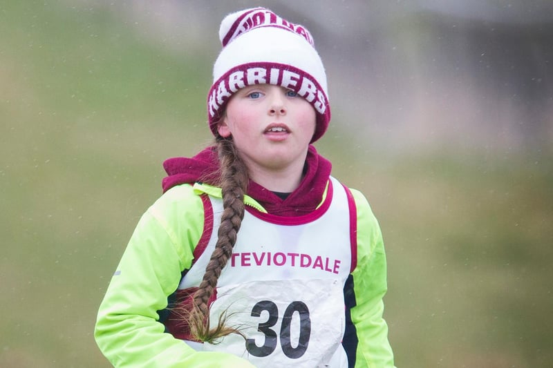 Grace Levell at Hawick Mair on Saturday for Teviotdale Harriers' cup races (Photo: Bill McBurnie)