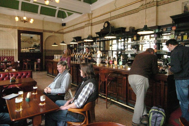 The Sheffield Tap, at Sheffield railway station in the city centre, is a 'busy station bar in restored an Edwardian refreshment room, popular for its extensive range of international beers'.