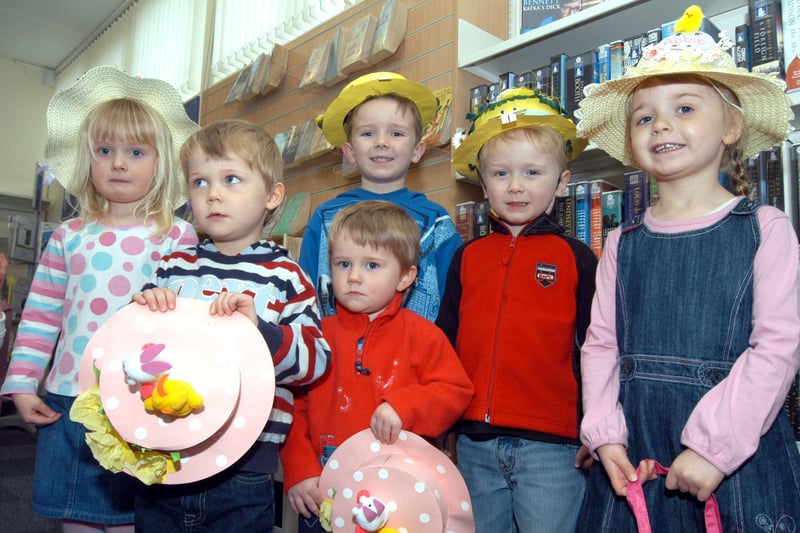 Some of the youngsters who attended the Easter Bonnet event at Forest Town Library in 2008.