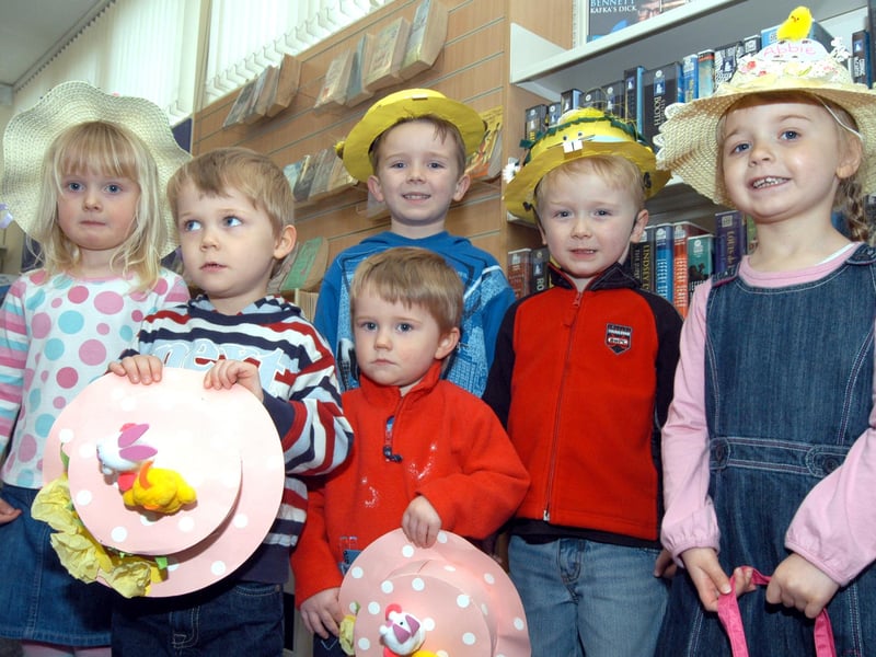 Some of the youngsters who attended the Easter Bonnet event at Forest Town Library in 2008.