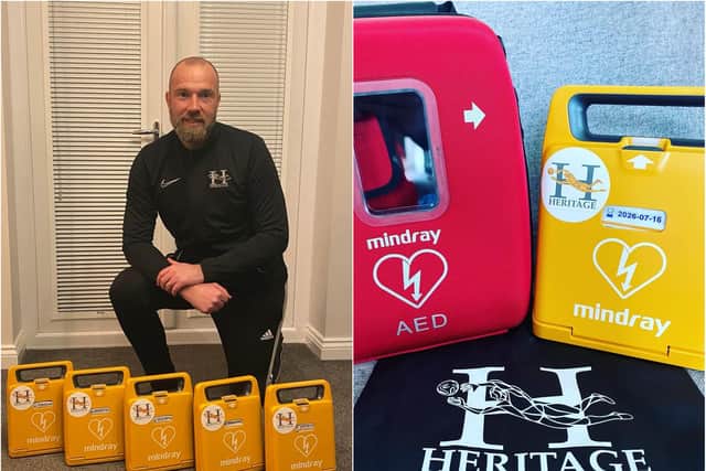 Goalkeeper coach Paul Heritage is offering free defibrillators to football clubs