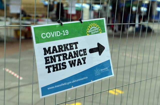 Mansfield Market open again after lockdown measures are eased.
