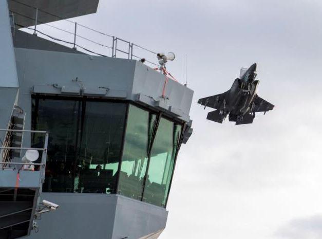 F-35 jet during the final flight tests on HMS Queen Elizabeth in US ahead of return to UK. Picture: HMS Queen Elizabeth