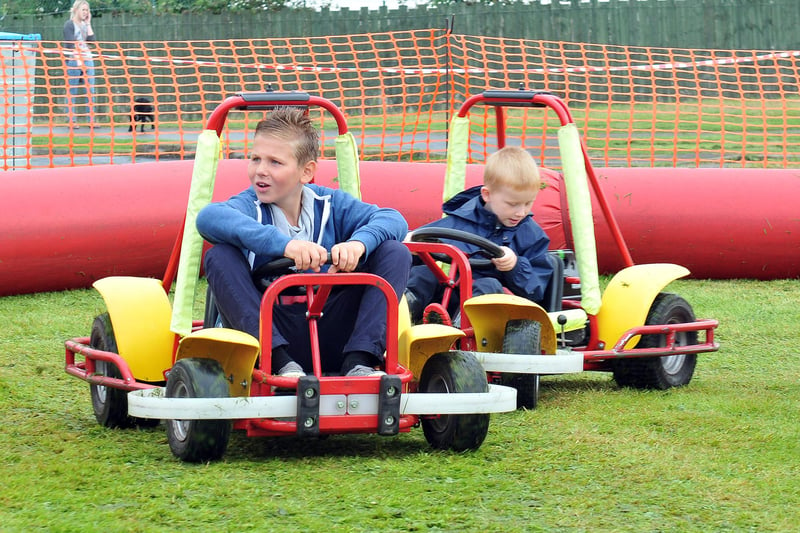 Joshua Newton leading the way on the go karts during the Housing Hartlepool Funday at Summerhill.