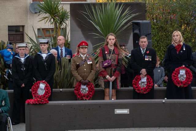 Taking part in the ceremony at Carrickfergus War Memorial.