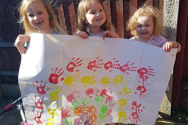 Mansfield rainbow pictures. 
Lily,7 Grace,5 Harper,3. Picture sent in by Jessica Beggs.