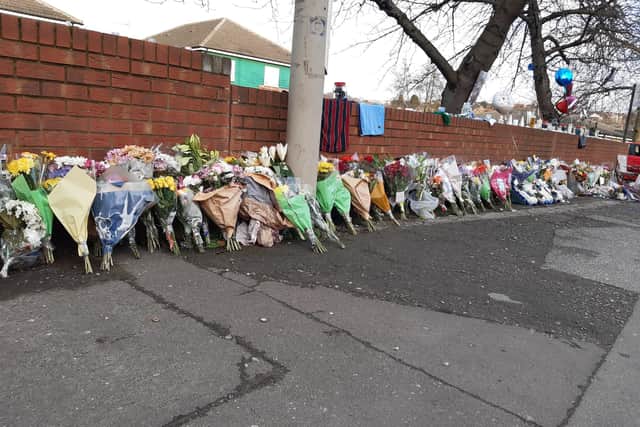 Many floral tributes were laid for drive-by shooting victim Lewis Williams, of Rotherham, who lost his life on Wath Road, Mexborough.