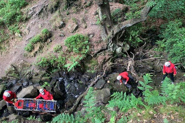 Edale Mountain Rescue Team comes to the aid of a walker who fell five metres into a Sheffield gully
