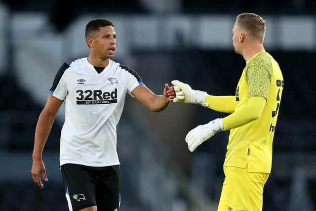 Curtis Davies and Ryan Allsop of Derby County (Charlotte Tattersall/Getty Images)