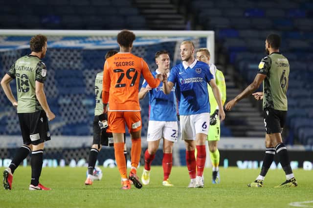 Jack Whatmough following Pompey's win over Colchester. Picture: Joe Pepler