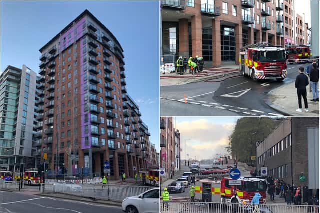A block of flats on Scotland Street, Sheffield city centre, was evacuated yesterday due to a kitchen fire