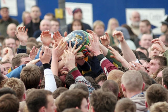 4\ The Royal Shrovetide Football Match is a "medieval football" game played annually on Shrove Tuesday and Ash Wednesday in which Derbyshire town?