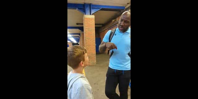 Sheffield Wednesday boss Darren Moore took the time to speak to young fan Lucas Furniss after the Owls' win over Rochdale.