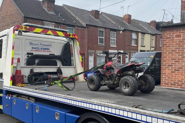 This quad bike was seized after it was seen causing trouble on the roads in Page Hall.