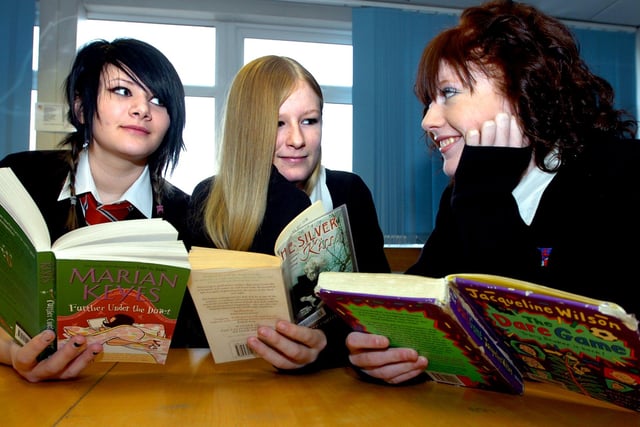 Edenthorpe Hungerhill School pupils and staff celebrated World Book Day in 2007 by holding a 20 minute reading session. Our picture shows, from left, Samantha Lee, aged 14, Zoe Marklew, also aged 14,  and Chelsea Dutton, aged 13.