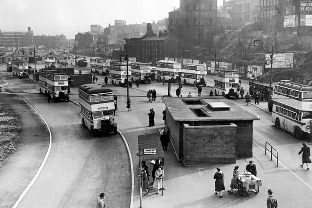 A view of Sheffield's Pond Street Bus Station in the 1940's