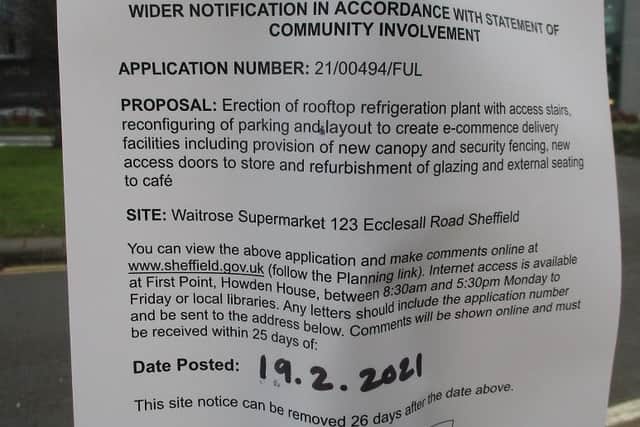 Notification of planning application. Picture obtained from Sheffield City Council website