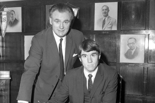 Dave Watson is pictured signing for Sunderland in December 1970. Less than three years later, he would become one of the club's biggest heroes.