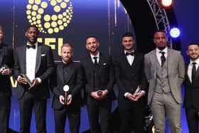 Aaron Collins was named in the Team of the Season alongside Sheffield Wednesday's Barry Bannan, but beat him to the Player of the Season award. (Photo by EFL/Shutterstock)