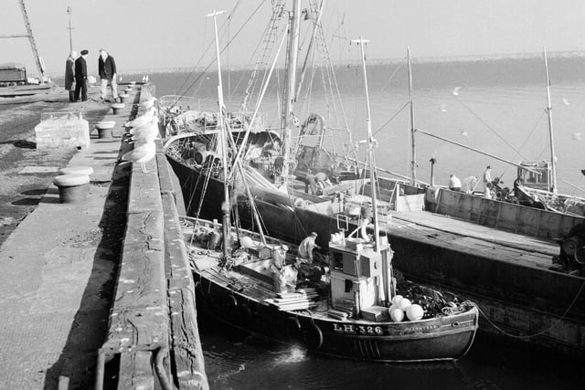 Fishing boats in Granton Harbour in 1963.