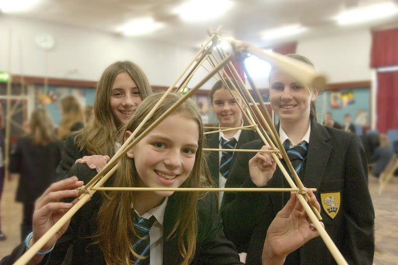 Boldon School pupils were enjoying themselves in this 2004 design project. Pictured are Abigail Foster, Lisa Storrar, Alice Pye, and Holly Sinclair.