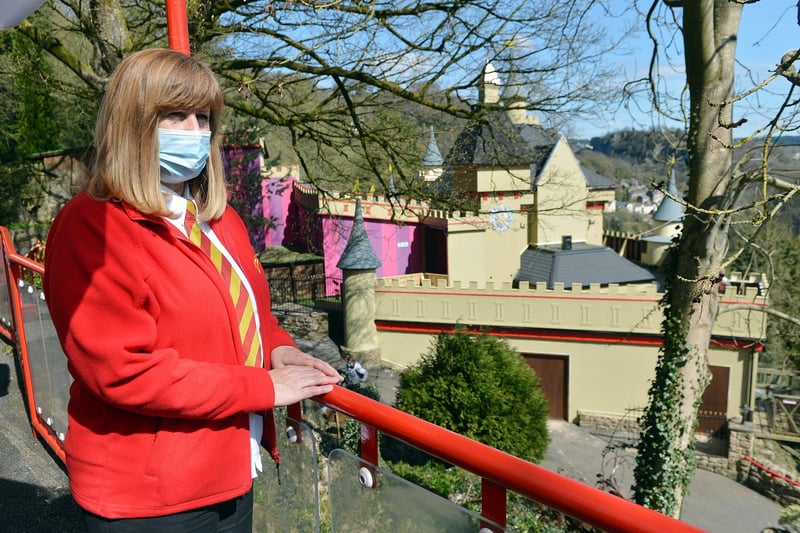 Park worker Debbie Colebourne on the reopening day of Gulliver's Kingdom after lockdown.