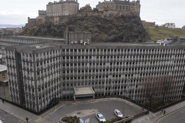 This brutalist building sits close to Edinburgh's famous castle.
