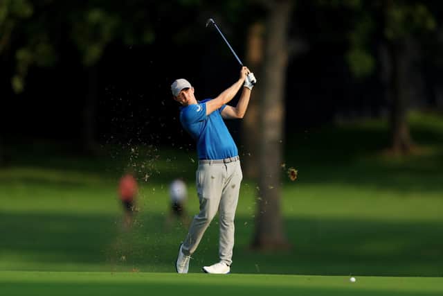 Matthew Fitzpatrick is in comtention going into the fina round of the 2022 PGA Championship at Southern Hills Country Club. (Photo by Sam Greenwood/Getty Images)