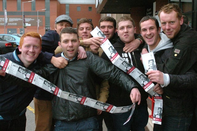 Sheffield United fans with tickets for their Play-Off Final with Huddersfield in 2012