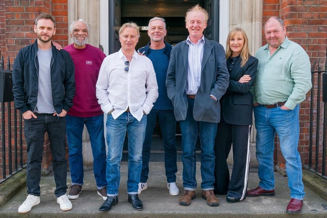 The cast of The Full Monty (left to right). Sheffield actor Wim Snape, Paul Barber, Robert Carlyle, Hugo Speer, Steve Huison, Lesley Sharp and Mark Addy have reunited for a new original series of the same name for Disney+, which will be filming in Sheffield