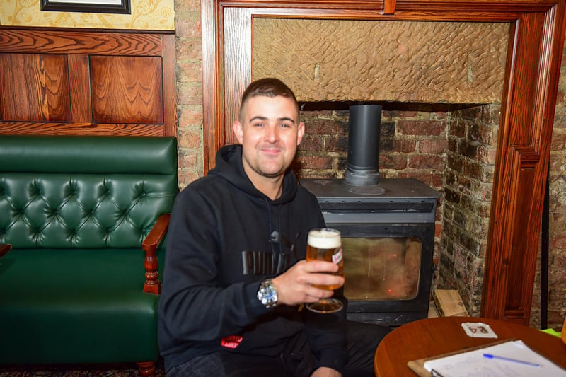 Liam Kapke enjoying an indoor pint at the Albion Gin & Ale Bar Jarrow, this afternoon.