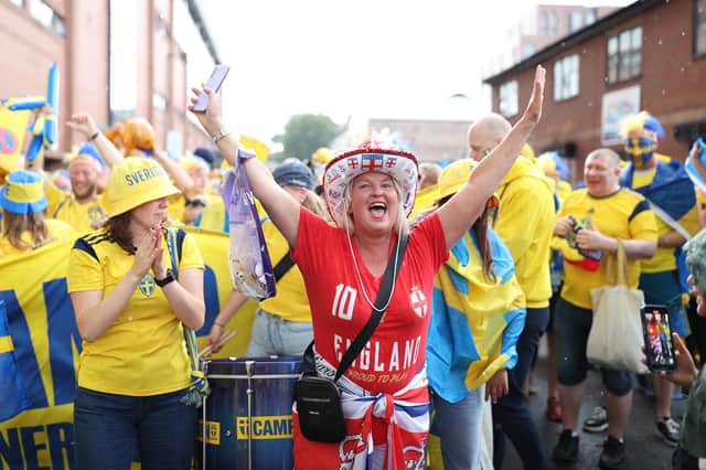 England and Sweden fans preparing for the semi-final (Photo by Naomi Baker/Getty Images)