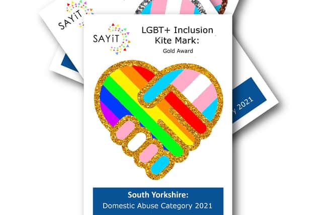 By achieving the SAYiT LGBT+ Inclusion Kite Mark, LGBT+ service users can be assured that organisations are committed to LGBT+ inclusion, with a gold award showing the highest level of commitment.