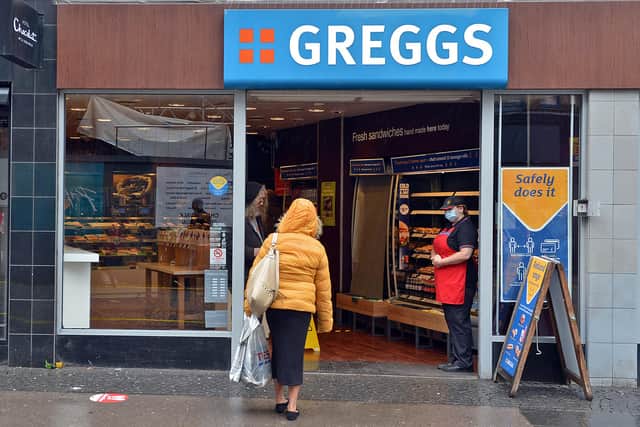 Greggs reopens in Sheffield after lockdown restrictions are eased.