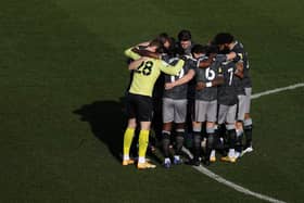 The Sheffield Wednesday team huddle prior to the defeat to Luton Town. (Photo by Julian Finney/Getty Images)