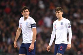 Harry Maguire and John Stones of England during the UEFA Euro 2020 qualifier between England and Montenegro.